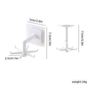 360-Degree Rotating Multifunctional PlasticHook Six-Claw Seamless Household Punch-Free Sticky <b>Hooks</b> Kitchen Bathroom - Product Image 3