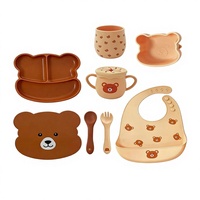 Vajilla de Silicona de Grado Alimenticio Libre de BPA para Niños, Set de Alimentación para Bebés con Plato y Tazón con Succión, Ecológico y Duradero