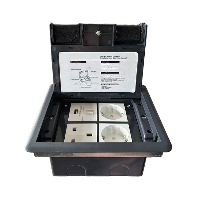 VNX Floor System Underground Box Electrical Outlet Floor Box 45*45mm Can Install 2*EU Socket Usb Date Socket With 13A Socket