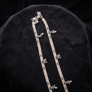 Tobilleras de Plata de Ley 925 con Diseño de Cadena Intrincado, Dijes Coloridos y Joyería Tradicional Elegante para Mujeres y Niñas - Product Image 2
