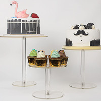 Ensemble de 3 supports à gâteaux en acrylique transparent, écologiques et luxueux, pour la présentation de desserts, cupcakes, pâtisseries, bonbons, mariages, événements, anniversaires