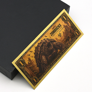 Nouveauté Zombucks <span class=keywords><strong>Billets</strong></span> <span class=keywords><strong>de</strong></span> <span class=keywords><strong>banque</strong></span> en or - Série Animaux Apocalyptiques Carte en feuille d'or double face 14,6x6,5cm Tortue géante Rhinocéros Requin - Product Image 4