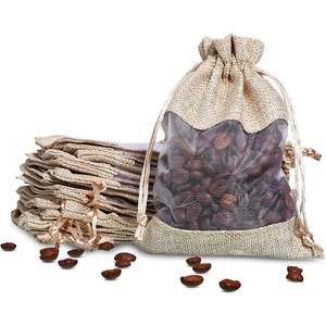 Sacs en toile de jute écologiques avec cordon de serrage pour cadeaux de mariage, échantillons cosmétiques, en jute naturel - Product Image 5