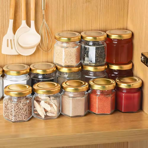 1.5oz hình lục giác thủy tinh nhỏ mật ong Jar 30 gói mật ong Jar với gỗ gáo thanh lịch Kính mật ong nồi Jar Bộ - Product Image 6