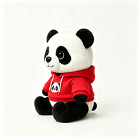 Adorable peluche panda en peluche avec sweat à capuche rouge imprimé, jouet doux, souvenir touristique de Chine