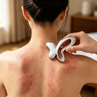 Alat Pijat Gua Sha Logam Berongga Bentuk Kupu-kupu dari Paduan Seng Besar untuk Terapi Pengencangan Kulit Wajah dan Tubuh
