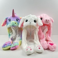 Offre Spéciale mignon lapin oreilles chapeau en peluche déplacer Airbag couvre-chef jouet cadeau LED chapeaux