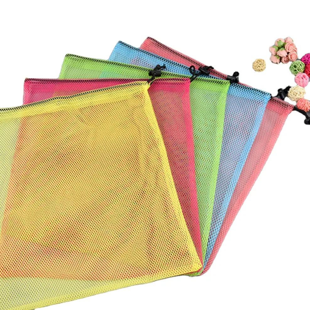 Nylon Mesh Drawstring Bag with Cord Lock Closure for Collecting Toys Travel Sports
