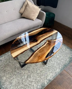 Sang Trọng Bền Vững Gỗ Óc Chó Phòng Ăn Bảng Tự Nhiên Nhựa Epoxy Gỗ Rắn Với Nghệ Thuật Sông Thiết Kế Cho Khách Sạn - Product Image 1