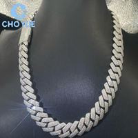 Oferta Especial: Collares de Plata 925 con Moissanita, Joyería Hip Hop Iced, Cadena Cubana de 15MM y 3 Filas, Corte Brillante para Hombre, Pasa Prueba de Diamante