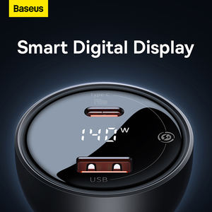 Cargador Rápido Dual <span class=keywords><strong>Baseus</strong></span> U+C 140W con Pantalla Digital PD3.1, Adaptador para Teléfono - Product Image 4