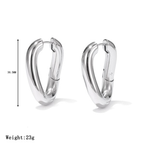Aros de Acero Inoxidable Chapados en Oro de 18K Estilo Francés, Diseño Geométrico, Sin Níquel, para Regalo - Product Image 4