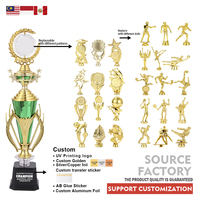 Nuevo Diseño con Partes Superiores Intercambiables, Trofeo Verde de Fútbol y Baloncesto, Diferentes Tamaños, Trofeo de Plástico, Trofeo Personalizado