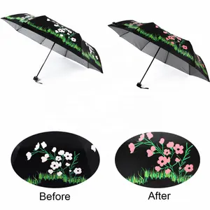 Детский складной зонт для мальчиков и девочек, прозрачный пластиковый, с милыми мультяшными изображениями, с защитой от ультрафиолета, меняет цвет