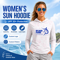 Kaos Mancing Wanita Grosir UPF 50 Lengan Panjang Pelindung Sinar UV Logo Kustom Hoodie Anti Panas
