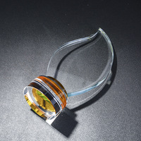 Trophée en verre cristal transparent poli personnalisé avec base en bois, gravure laser, option cadeau d'affaires