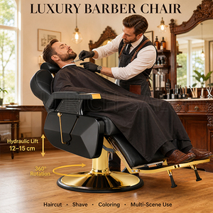 Nuova Poltrona da Barbiere Dorata Idraulica Reclinabile, Sedia Professionale per Salone di Bellezza, Attrezzatura Resistente per Parrucchieri - Product Image 5
