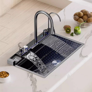 304 SS đa chức năng hiện đại Pull-out bồn rửa nhà bếp handmade Đen undermount duy nhất-bát thác nước thép không gỉ - Product Image 5