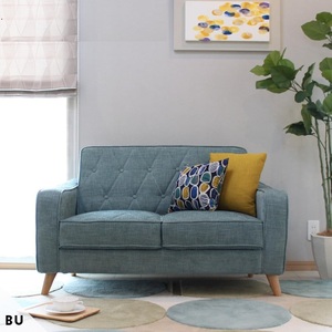 Modern 2-Seater Blue Fabric Tufted <strong>Sofa</strong> for Living Room Hotel Villa-<strong>120cm</strong> Width - Product Image 3