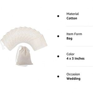 Wholesale Custom Logo Personalized Soft Fabric Calico Canvas Cotton Drawstring <b>Bag</b> With Double <b>String</b> - Product Image 6