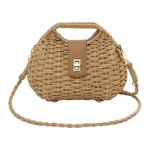 Sac à Linge Jetable de Voyage pour Femme Française en Fil de Raphia, Pochette Circulaire, Sacs du Mali, Bateau Osier Muraux, Toile Perforée - Product Image 1