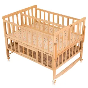 Nuevo producto Muebles de dormitorio de madera maciza Casa cama muebles para niños Cama maciza con madera en bruto sin pintar y bordes extensibles