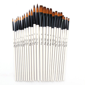 Ensemble de pinceaux pour artistes, 12 pièces, poils en nylon blanc, manche en bois, pointes plates et angulaires pour acrylique, huile, aquarelle, gouache SHENGCHENG - Product Image 1