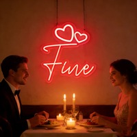 Neonawall – enseigne néon personnalisée à double cœur, lumière LED à intensité variable, alimentée par USB, décoration murale pour la Saint-Valentin, cadeau d'anniversaire