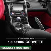 Kit de façade de tableau de bord pour autoradio double DIN compatible avec Chevrolet Corvette C5 1997-2004 10407815 Fibre de carbone noire