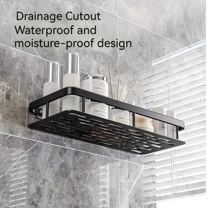 OEM fabbrica all'ingrosso doccia Caddy <span class=keywords><strong>scaffale</strong></span> organizzatore Rack autoadesivo <span class=keywords><strong>nero</strong></span> mensole <span class=keywords><strong>da</strong></span> bagno cesto mensola a <span class=keywords><strong>parete</strong></span> per il bagno - Product Image 5