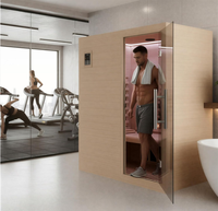 Kabin Sauna Inframerah Jauh Dalam Ruangan Berkualitas Tinggi untuk 3 Orang, Terbuat dari Kayu Hemlock Kanada