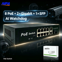 Switch PoE 8 ports 10/100 Mbps avec 1 SFP 2 Gigabit Uplink, Switch Ethernet 48V Plug and Play pour caméra IP CCTV AP-1038KE