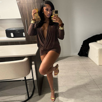 Robe Mini Moulante Sexy pour Femme, Élégante, Creuse, pour Soirée, Club, Décontractée, Streetwear, Vente en Gros