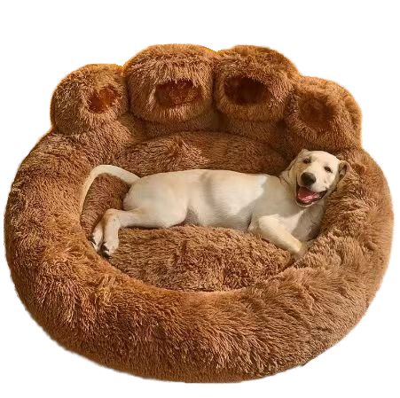 CHUUYU PET moda lavable nuevo lindo oso pata Pelo Largo cálido perro nido  lavable cama redonda para mascotas grandes cama suave