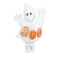 Veilleuse en résine d'Halloween, décoration d'ambiance effrayante, veilleuse fantôme avec prise américaine, décorations pour la maison et le jardin, cadeaux d'Halloween