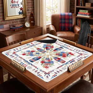 Tapis de Mahjong Vintage Aquarelle Patriotique Champagne 33" Carré Antidérapant Durable pour Soirée de Jeu - Product Image 4