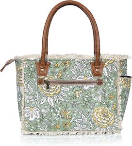 Large Canvas Tote Bag with Leather <b>Handles</b> for Women Stylish Shoulder <b>Handbag</b> for Laptop Work Office Shopping and Everyday Use - Product Image 5
