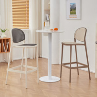 Chaise haute de bar Pengfante, style nordique moderne minimaliste, en plastique, avec dossier, non pivotante et sans accoudoirs, pour bar et usage domestique