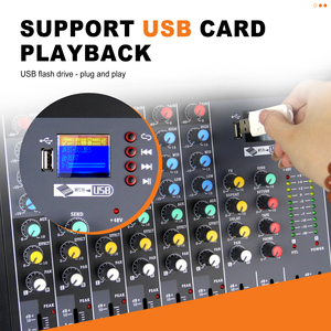 Mixer Audio Professionale a 8 Canali per DJ con Scheda Audio USB Integrata per Effetti DSP e Alimentazione Phantom 48V per Casa, KTV e Trasmissioni Live - Product Image 2
