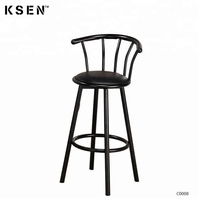 Tabouret de bar Windsor en métal personnalisé avec coussin en cuir PU pour café, bar, restaurant KC-C0008