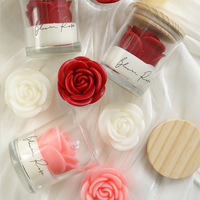 Velas Aromáticas de Rosas de Lujo Hechas a Mano para Decoración del Hogar, Regalo Creativo para Bodas y San Valentín, Velas Perfumadas de Cera de Soja en Frasco de Vidrio