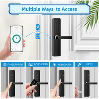 Serrure de porte intelligente biométrique à empreintes digitales, serrure numérique WiFi sans clé, poignée électronique avec application TTlock Tuya pour la maison et le bureau