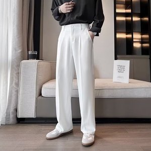 <span class=keywords><strong>Pantaloni</strong></span> Formali <span class=keywords><strong>da</strong></span> <span class=keywords><strong>Uomo</strong></span> Versione Coreana, Gamba Dritta Allungata, Leggeri, Vita Media, Bianchi - Product Image 5
