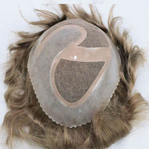 Usine directement frêne blond peau fine postiche pour hommes postiche mono dentelle hommes remplacement du système de cheveux - Product Image 3