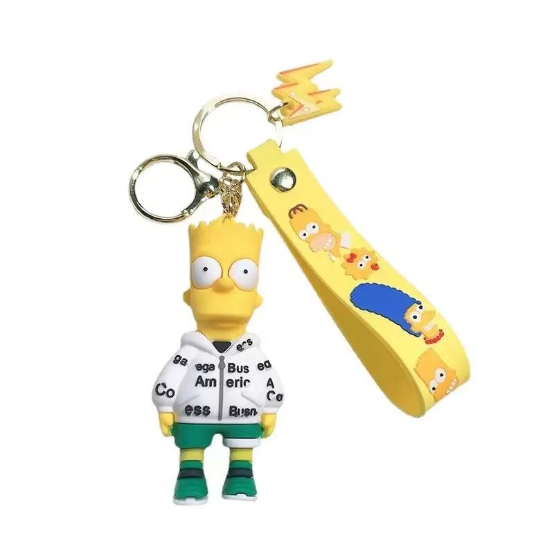 OEM Schlüssel ring Custom 3D Design Simpson Kunststoff PVC Gummi Logo Schlüssel anhänger Silikon Gummi Schlüssel bund