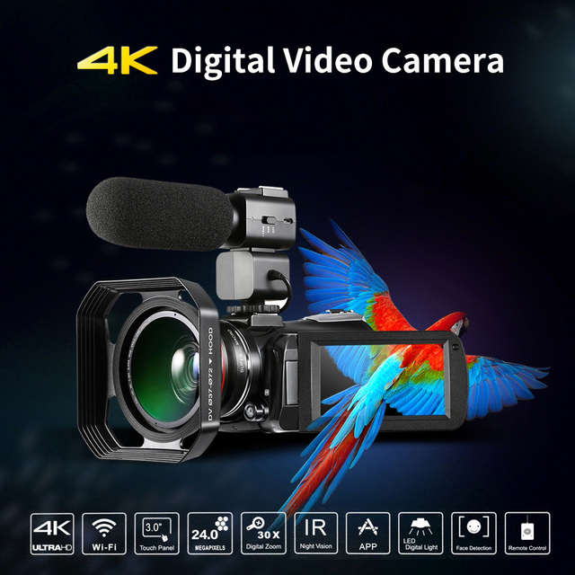 4K 60FPS Vlogging Camera for YouTube 48MP WiFi Digital Video Camcorder with 3.0 Touch Screen
