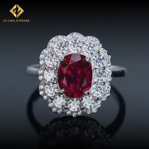 Anillo de Compromiso de Plata de Ley 925 con Diamantes, Joyería Roja en Oferta, Anillo de Piedras Preciosas de Lujo para Mujer - Product Image 1