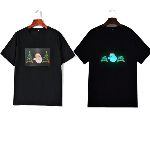 Original Supplier DJ Sound Activated Auto Flashing Lighting EL T-Shirt Custom Design Unisex 100% Cotton+PVC CE/RoHS Customizable
