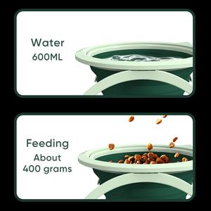 Bol pliable en silicone et ABS en forme de feuille, facile à transporter, avec support, pour chien, pour voyage, bol pliable pour animaux de compagnie - Product Image 6