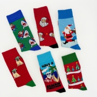Nouveauté : Chaussettes de Noël amusantes à motif de Père Noël et de flocons de neige, chaussettes d'hiver, chaussettes tubulaires décontractées, vêtements antibactériens en tricot